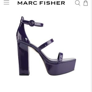 FRITA ANKLE STRAP PLATFORM SANDAL
MARC FISHER LTD DARK PURPLE PATENT SIZE 8M